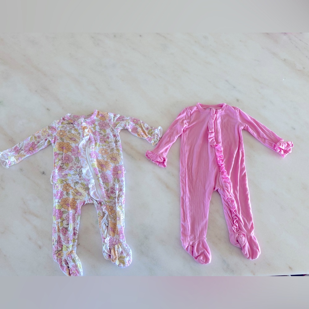 Little me 0-3 month old bamboo zippy worn once EUC